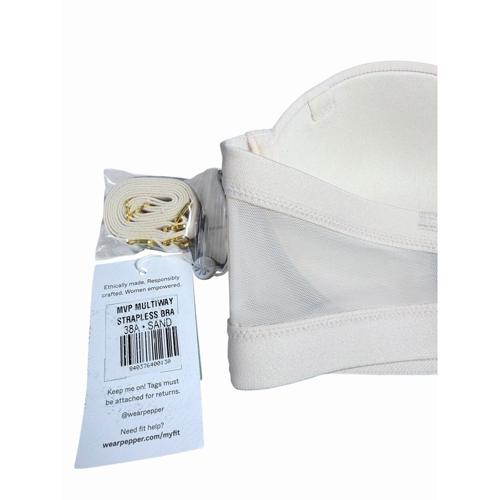 Pepper MVP Multiway Strapless Bra 38A Sand Convertible Balconette NWT - Picture 7 of 9